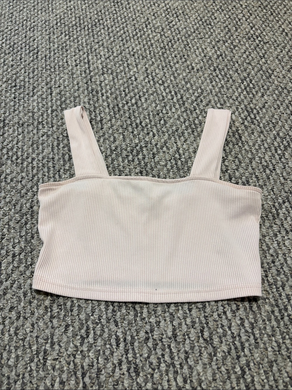 Divided Light Pink Ribbed Square-Neck Crop Top